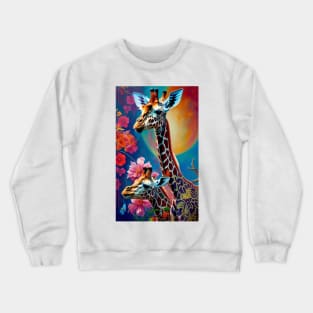 Giraffe Colorful Floral Flower Crewneck Sweatshirt